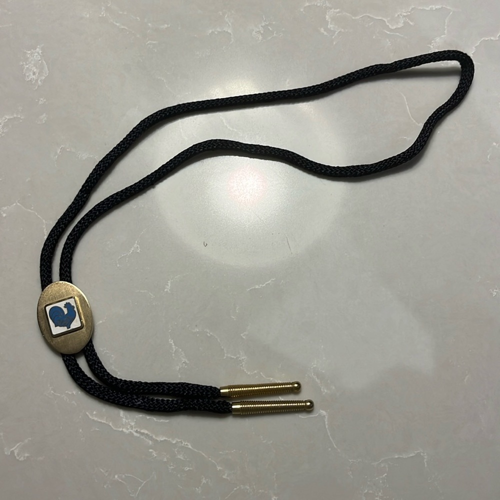 Vintage brass unisex adjustable  bolo with  chicken emblem